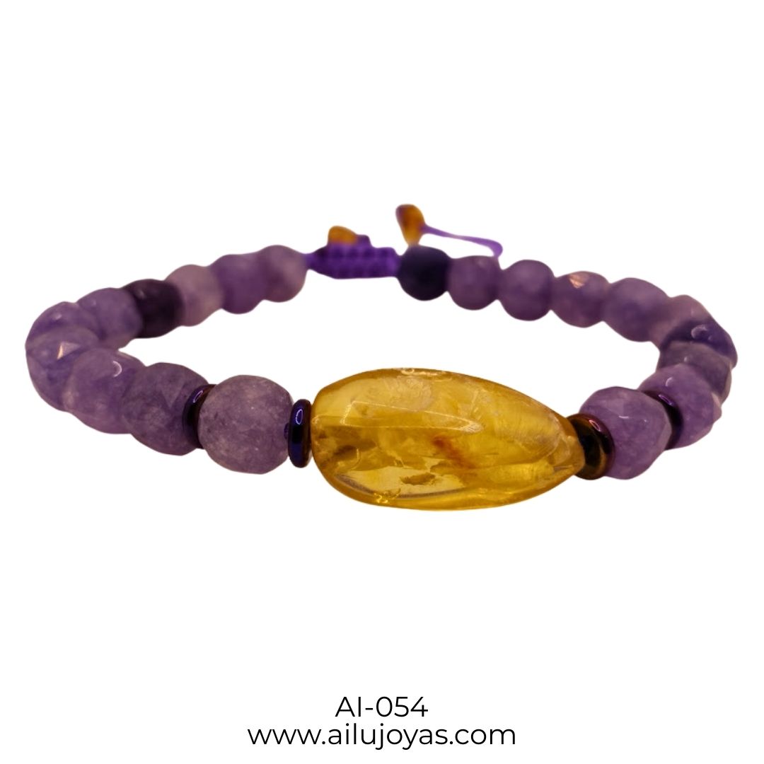 Pulsera de Amatista y Ámbar – Calma y Vitalidad