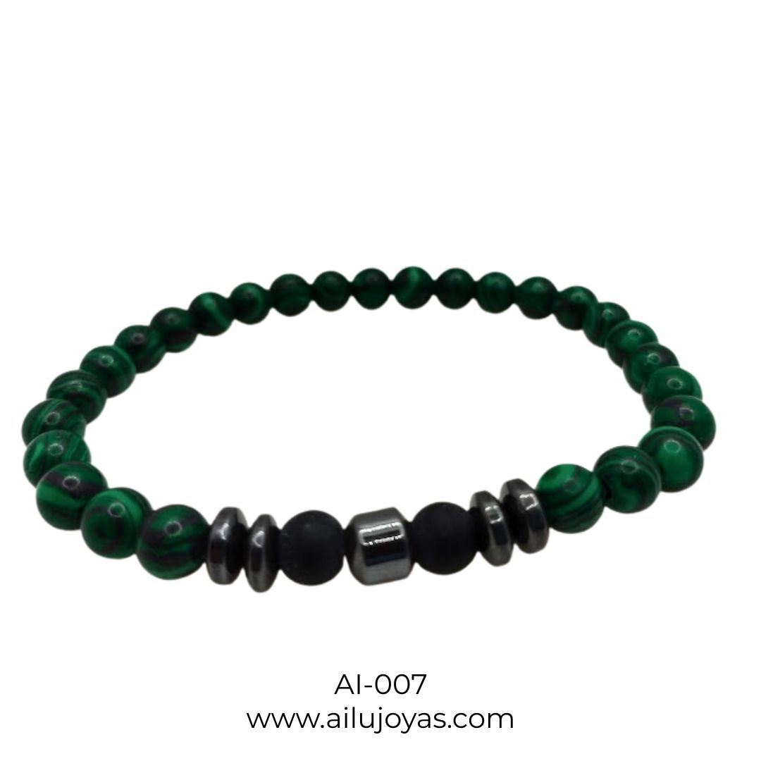 Pulsera de Malaquita, Ónix y Hematita – Fuerza Interior y Equilibrio