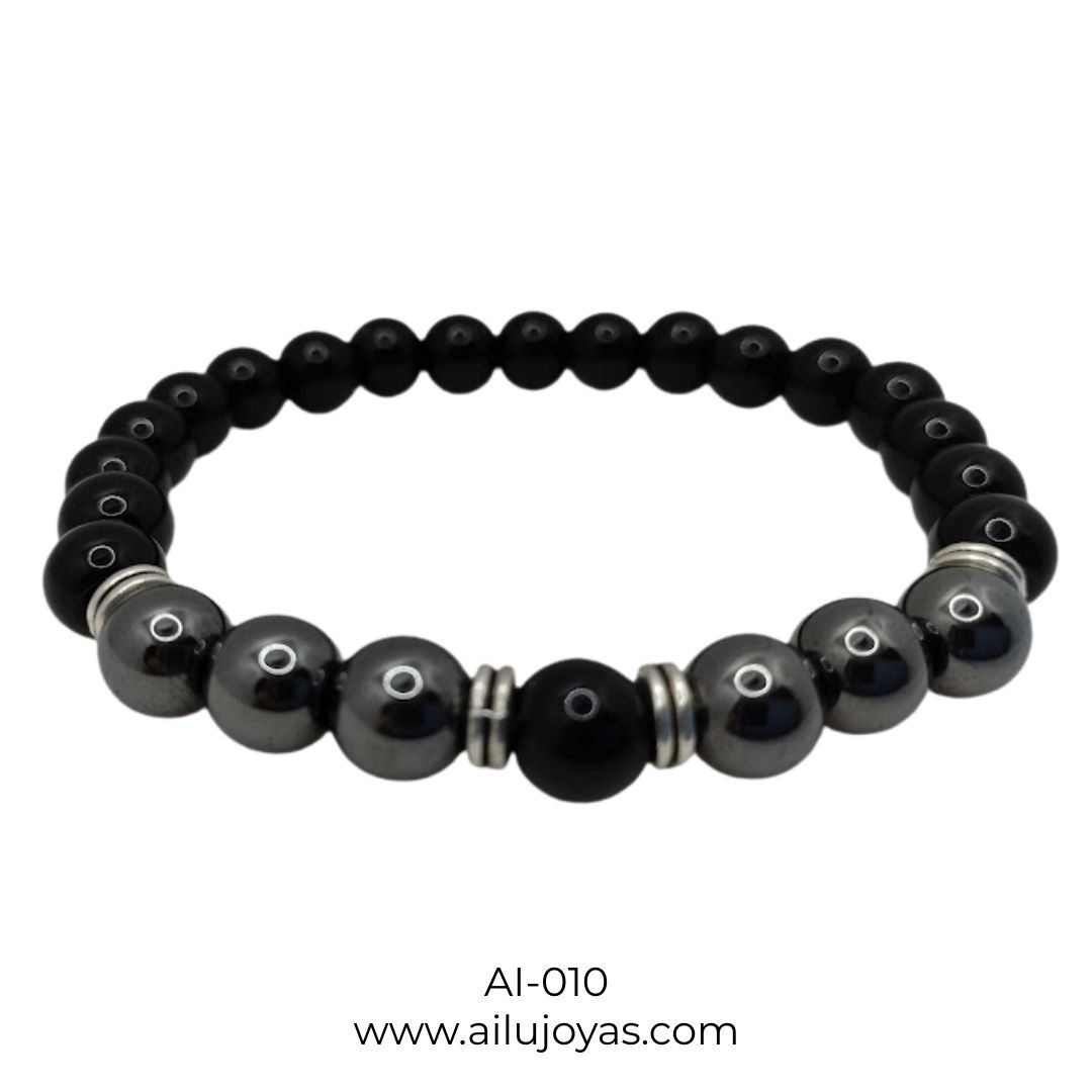 Pulsera de Ónix y Hematita – Equilibrio y Fuerza Interior