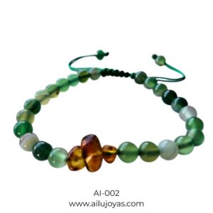 Pulsera de Ágata India y Ámbar – Estabilidad y Vitalidad