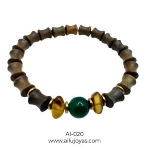 Pulsera de Madera, Ágata y Ámbar para Caballero – Conexión Natural
