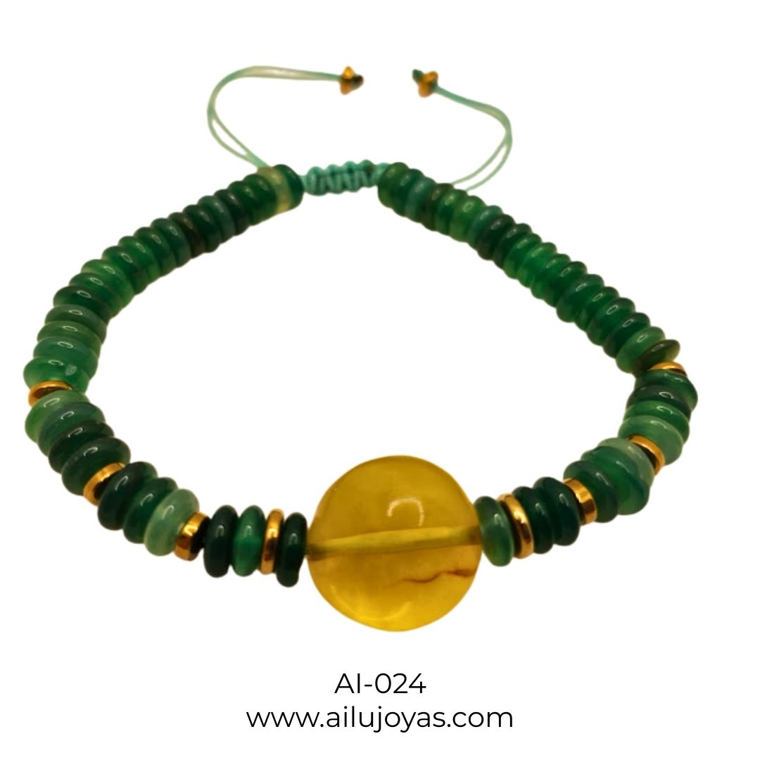 Pulsera de Aventurina y Ámbar – Prosperidad y Calma