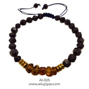 Pulsera de Piedra Arenisca Azul y Ámbar – Inspiración y Protección