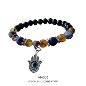 Pulsera de Protección – Mano de Fátima y Piedras Naturales