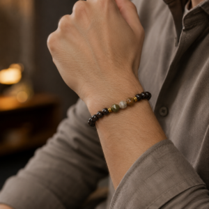 Pulsera de Ónix, Hematita y Ágata – Fuerza y Protección