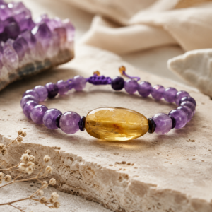 Pulsera de Amatista y Ámbar – Calma y Vitalidad