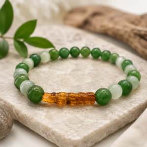 Pulsera de Ojo de Gato, Ágata y Ámbar – Prosperidad y Equilibrio