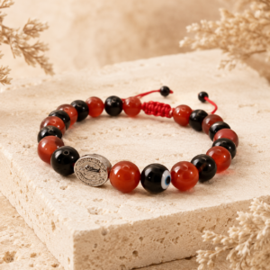 Pulsera de Protección con Ónix, Cornalina y Ojo Turco – Talismán Energético