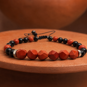 Pulsera de Ónix y Jaspe Rojo – Fuerza y Protección